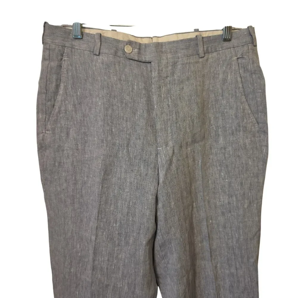 Men's Linen Pants Sz 33 Holland Sherry Casual Trousers Pennsylvania Corbin Blue
